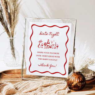 8x10" Handwritten Wavy Border Date Night Ideas Poster