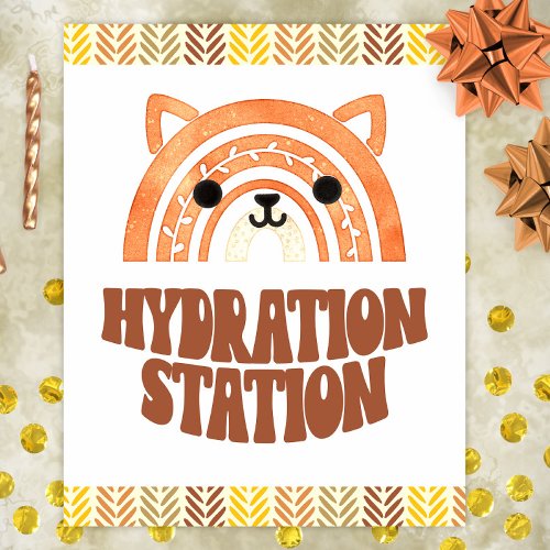 8x10 Hydration Station Boho Woodland Fox Birthday Poster