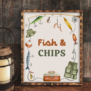 8x10 Inch Fish & Chips Fishing Party Sign