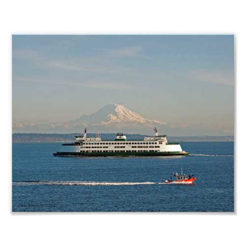 8X10 Mount Rainier from Puget Sound Photo Print