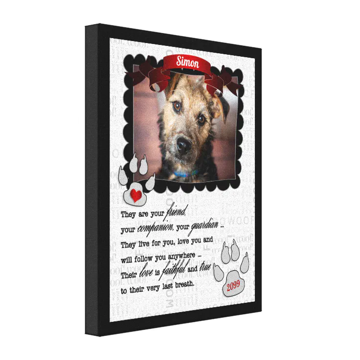 8x10 Pet Memorial Poem Dog Photo Canvas Print | Zazzle
