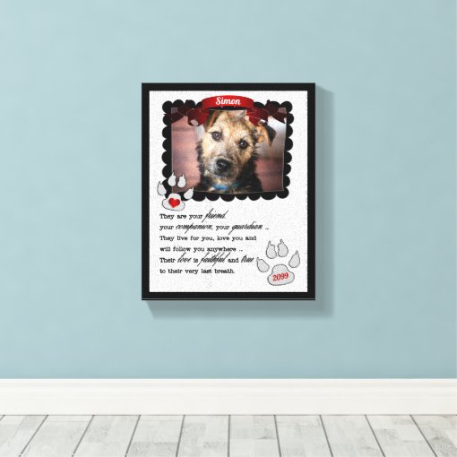 8x10 Pet Memorial Poem Dog Photo Canvas Print | Zazzle