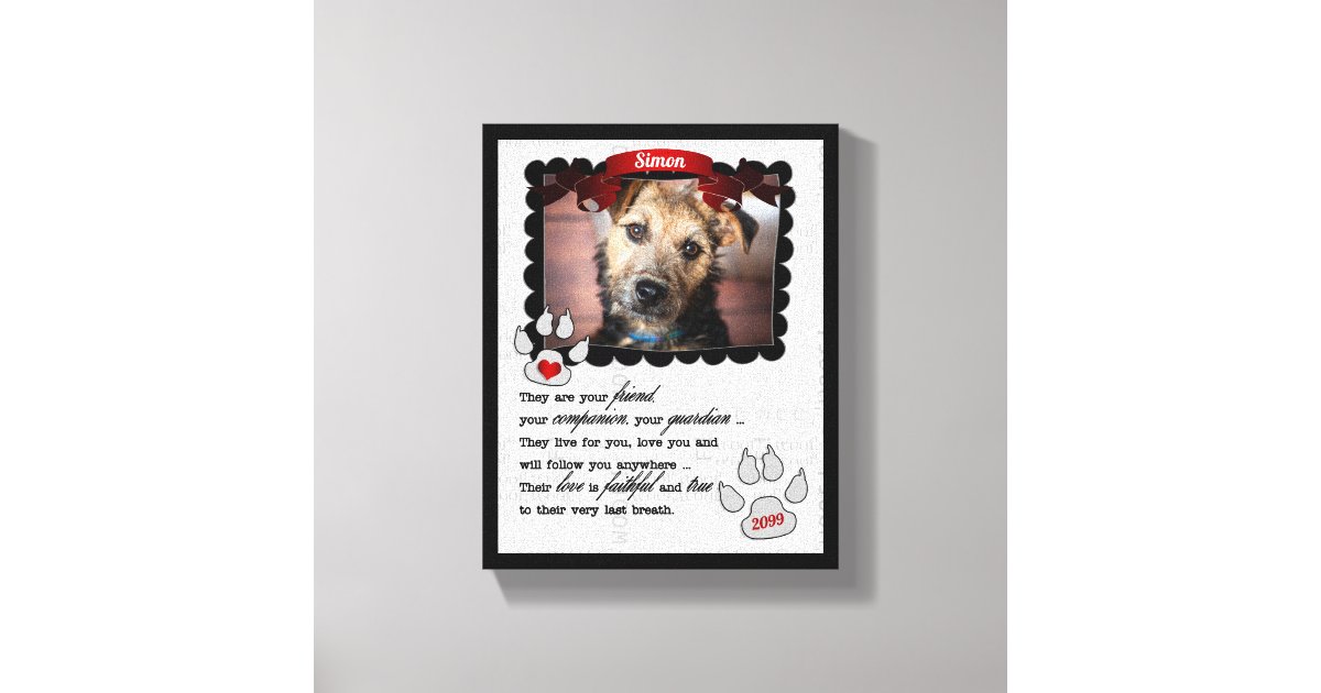 8x10 Pet Memorial Poem Dog Photo Canvas Print | Zazzle