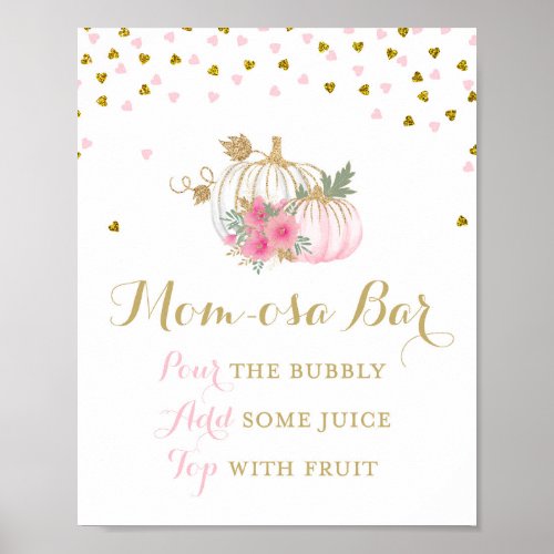 8x10 Pink and Gold Pumpkin Sign Poster