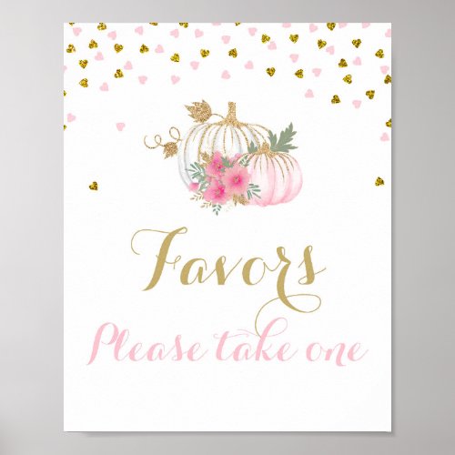 8x10 Pink and Gold Pumpkin Sign Poster