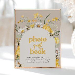 8x10 Printed Wildflower Bee Photo Guest Book Sign