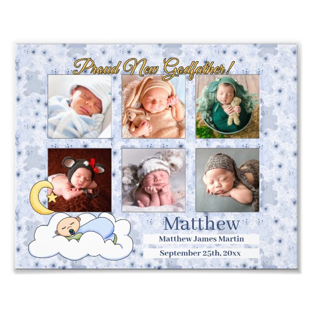 8x10 Proud Godfather New Baby Boy 6 Photo Print (Front)