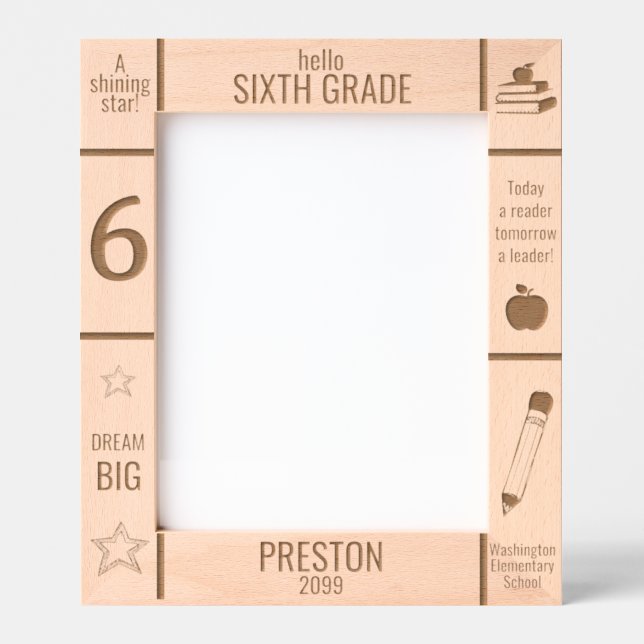 8x10 SIXTH GRADE Elementary School Photo Custom Engraved Frames (Front)