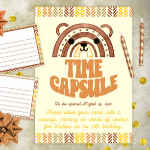 8x10 Time Capsule Boho Woodland Bear Birthday Poster