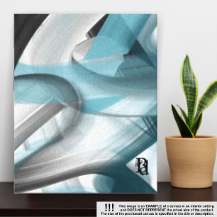 8x10" Trend Abstract Art Canvas Black White Blue Print