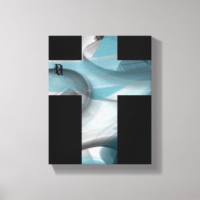 8x10" Trend Abstract Art Canvas Black White Blue Print (Front)