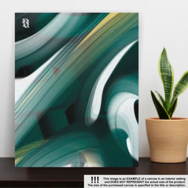 8x10" Trend Abstract Art Canvas Black White Green Print (Creator Uploaded)