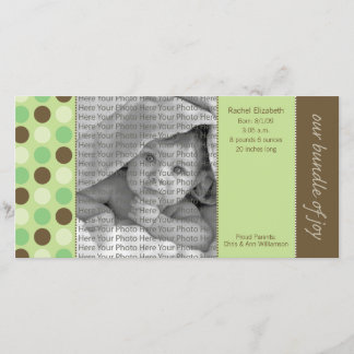 8x4 Birth Announcement Green and Brown Polka Dots