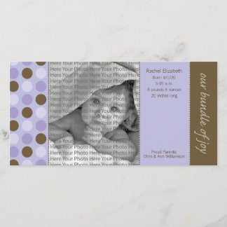 8x4 Birth Announcement Purple and Brown Polka Dots