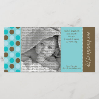8x4 Birth Announcement Teal and Brown Polka Dots