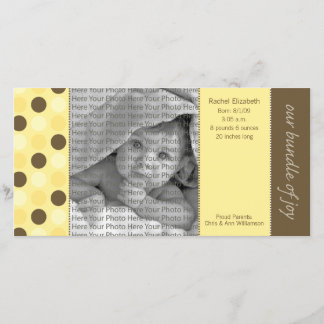 8x4 Birth Announcement Yellow and Brown Polka Dots