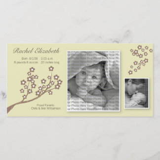 8x4 Branch Design Birth Announcement Khaki/Brown