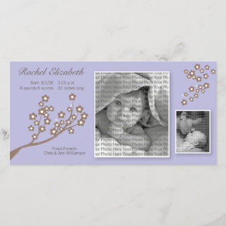 8x4 Branch Design Birth Announcement Purple/Brown