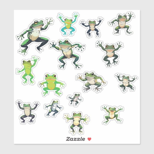 8x8 Sheet Of  15 Dancing Frogs Sticker (Sheet)