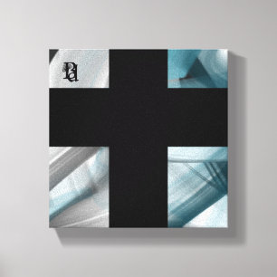 8x8" Trend Abstract Art Canvas Black White Blue Print