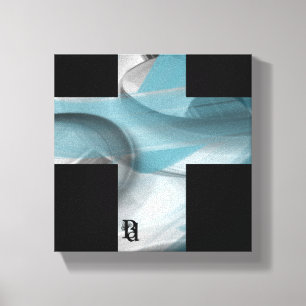 8x8" Trend Abstract Art Canvas Black White Blue Print