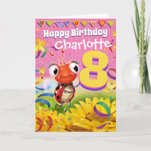 8yrs Custom birthday card Little Ladybug range