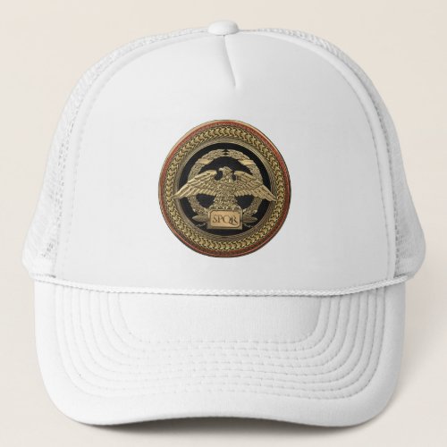 900 Gold Roman Imperial Eagle on Gold Medallion Trucker Hat