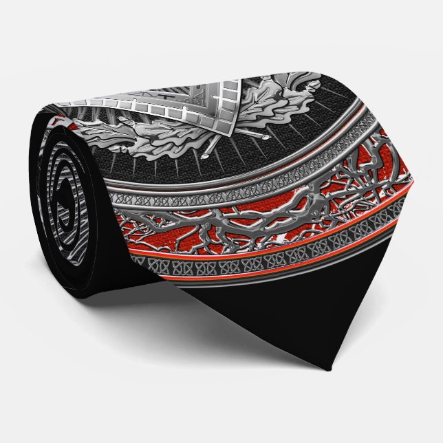 [900] Master Mason - Silver Square & Compasses Neck Tie (Rolled)