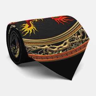 [900] Red and Yellow Dragons Neck Tie