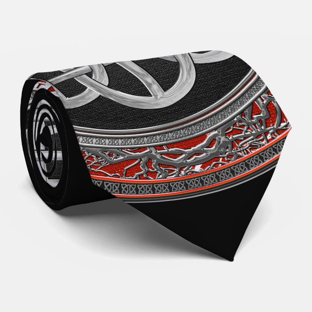 [900] Sacred Celtic Silver Knot Cross Neck Tie (Rolled)