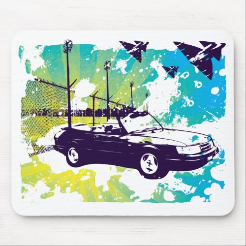 900 turbo convertible grunge mousepad  in blue