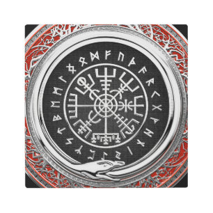 [900] Vegvisir - Viking Silver Magic Runic Compass Metal Print