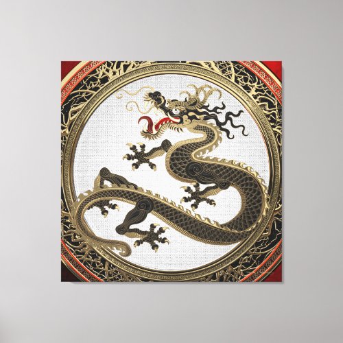 901 Black and Gold Sacred Eastern Dragon Canvas Print