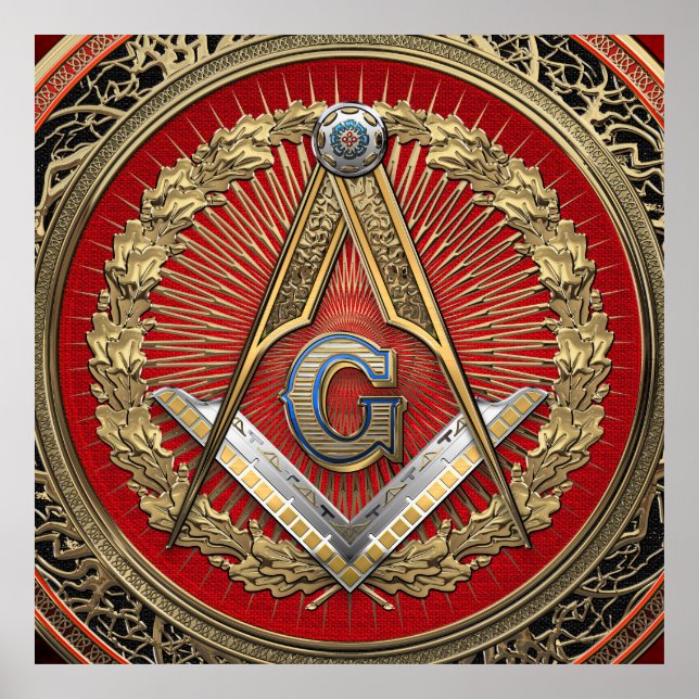 [901] Master Mason - Gold Square & Compasses Poster (Front)
