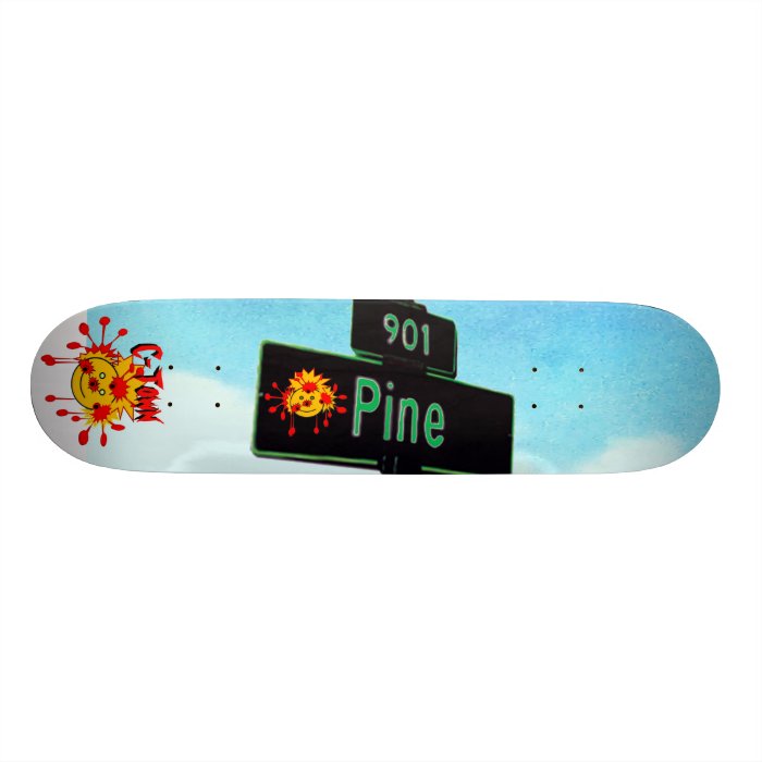 901 Pine Sign "Not So Happy" Face #1 Skateboard Deck