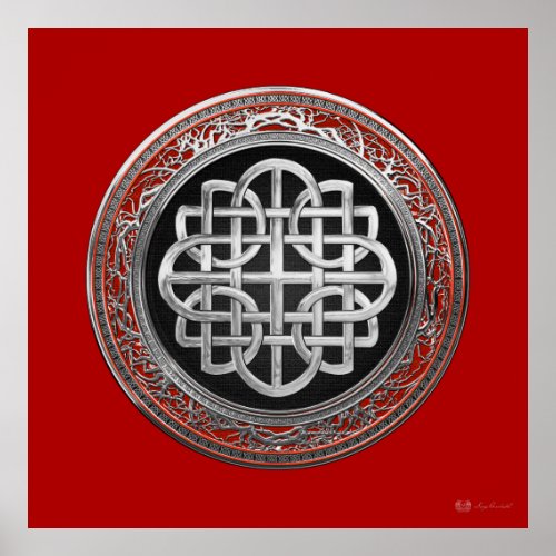 901 Sacred Celtic Silver Knot Cross Poster