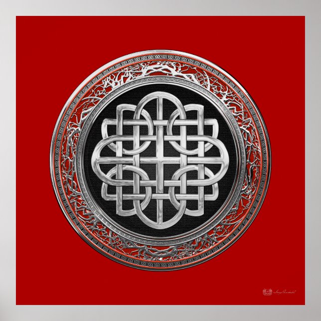 [901] Sacred Celtic Silver Knot Cross Poster (Front)