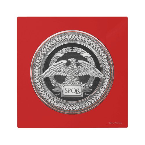 901 Silver Roman Imperial Eagle over Medallion Metal Print