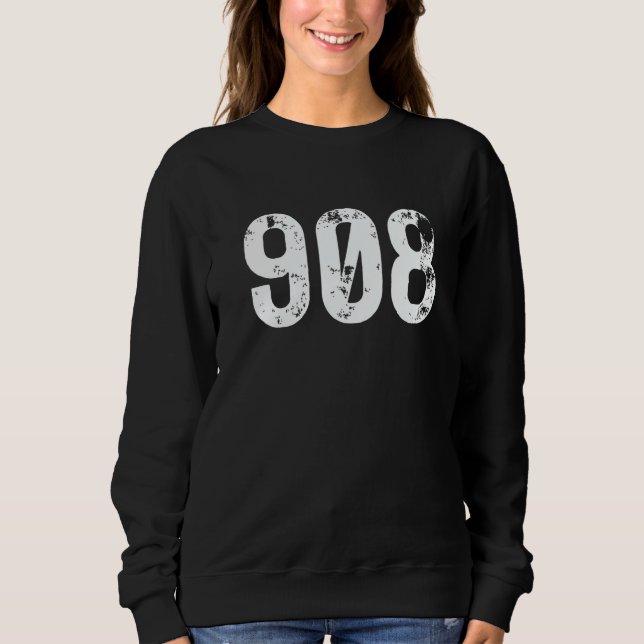 908 Area Code Elizabeth NJ Mobile Telephone Area C Sweatshirt (Front)