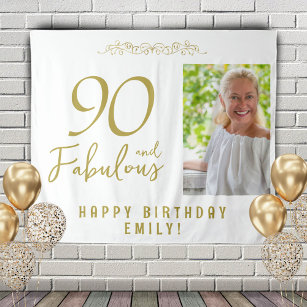 90 and Fabulous 90th Birthday Photo Backdrop