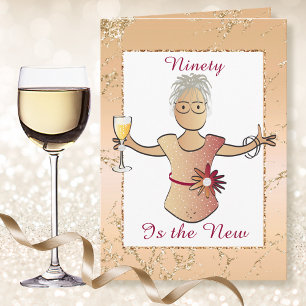 90 and Fabulous Birthday Classy Female Cartoon  Card