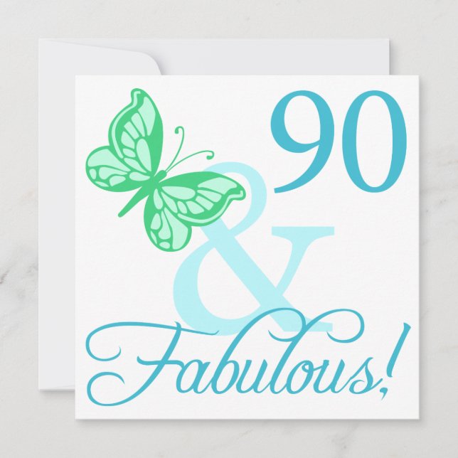 90 And Fabulous Birthday Gifts (Aqua) Card (Front)