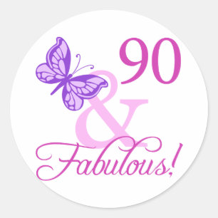 90 And Fabulous Birthday Gifts (Plum) Classic Round Sticker