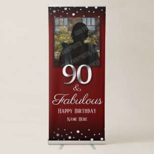 90 and Fabulous Birthday Photo Retractable Banner