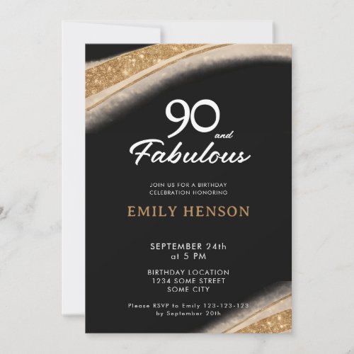 90 and Fabulous Black Gold Birthday