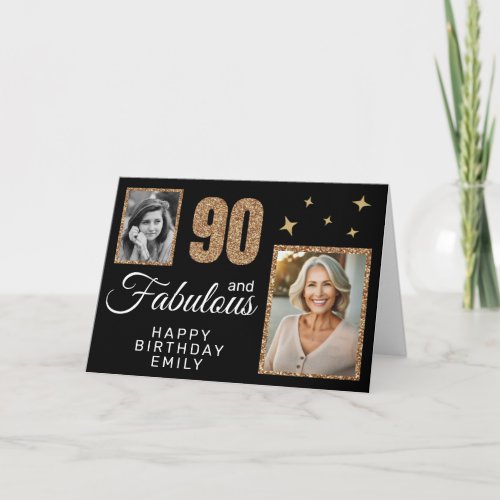 90 and Fabulous Gold Glitter 2 Photo 90th Birthday