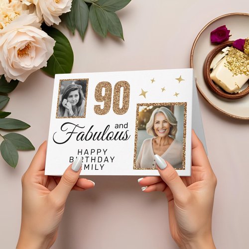 90 and Fabulous Gold Glitter 2 Photo 90th Birthday