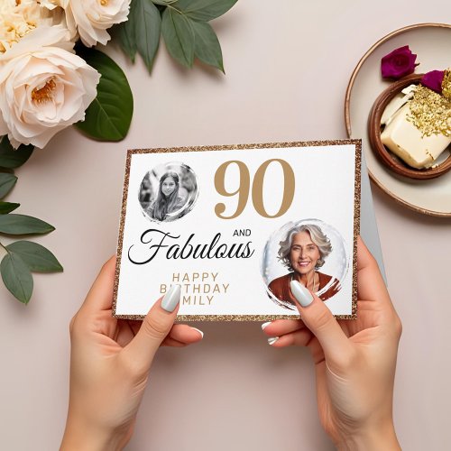 90 and Fabulous Gold Glitter 2 Photo 90th Birthday