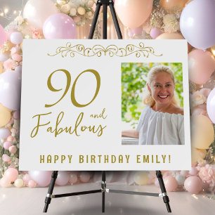 90 and Fabulous Gold Ornament 90th Birthday Photo Foam Board