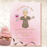 90 and Fabulous Gold Sparkle Cartoon 90th Birthday Invitation<br><div class="desc">Is someone special turning 90 that you want to celebrate?  This 90 and Still Fabulous invitation sets the theme to toast her on her big day. Customize with her name or even change the year ...   You can change all of the text to complement your party!!!</div>